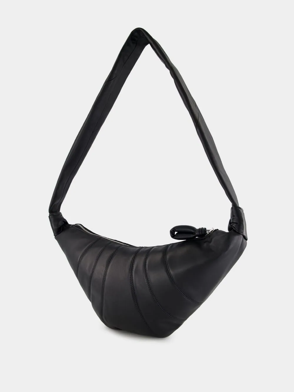 Black Medium Croissant Bag in Soft Nappa Leather