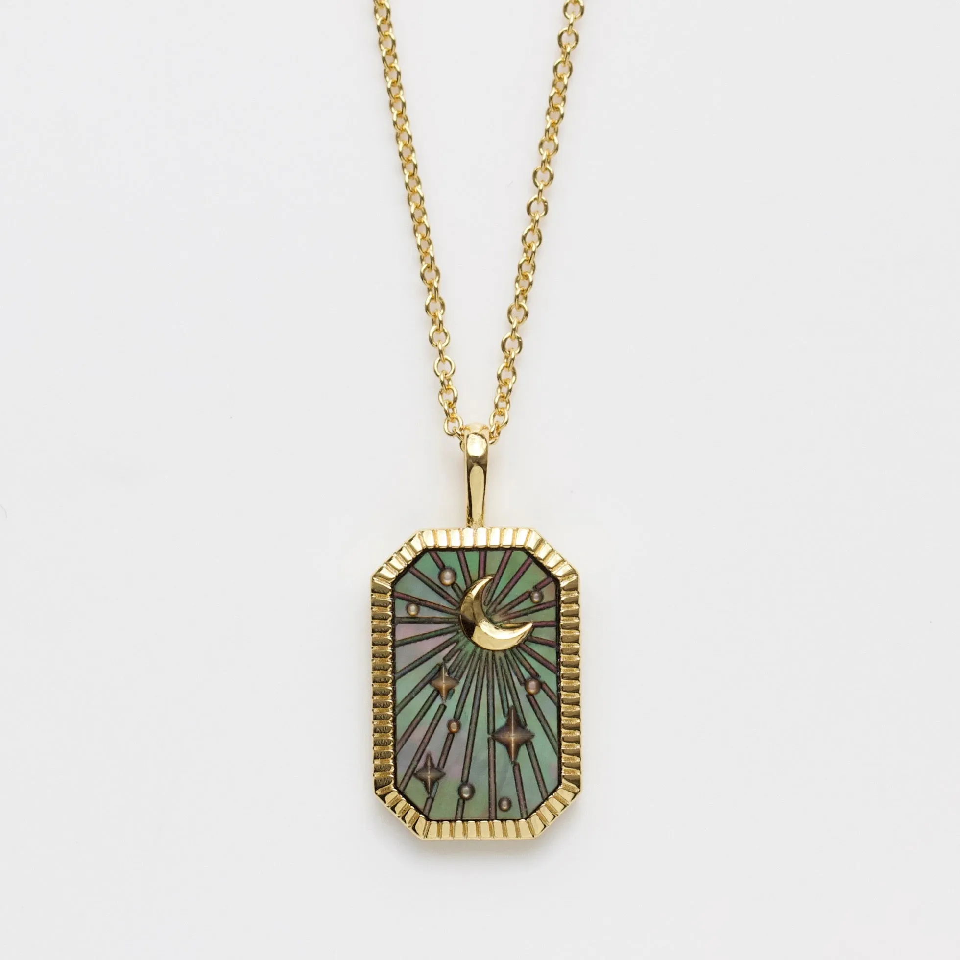 Black Mother Of Pearl Tarot Card Engravable Necklace