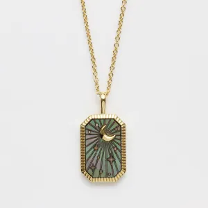 Black Mother Of Pearl Tarot Card Engravable Necklace
