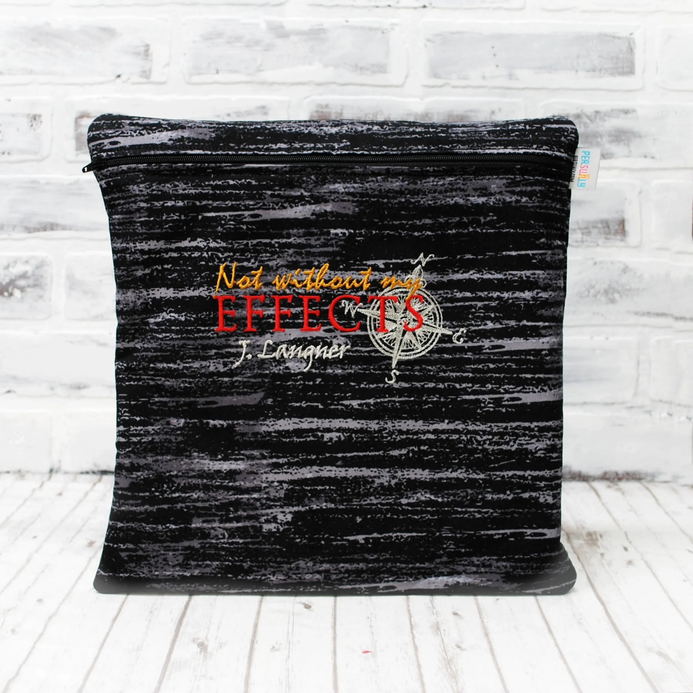 Black "Not without my Effects" Personalized Wet Bag