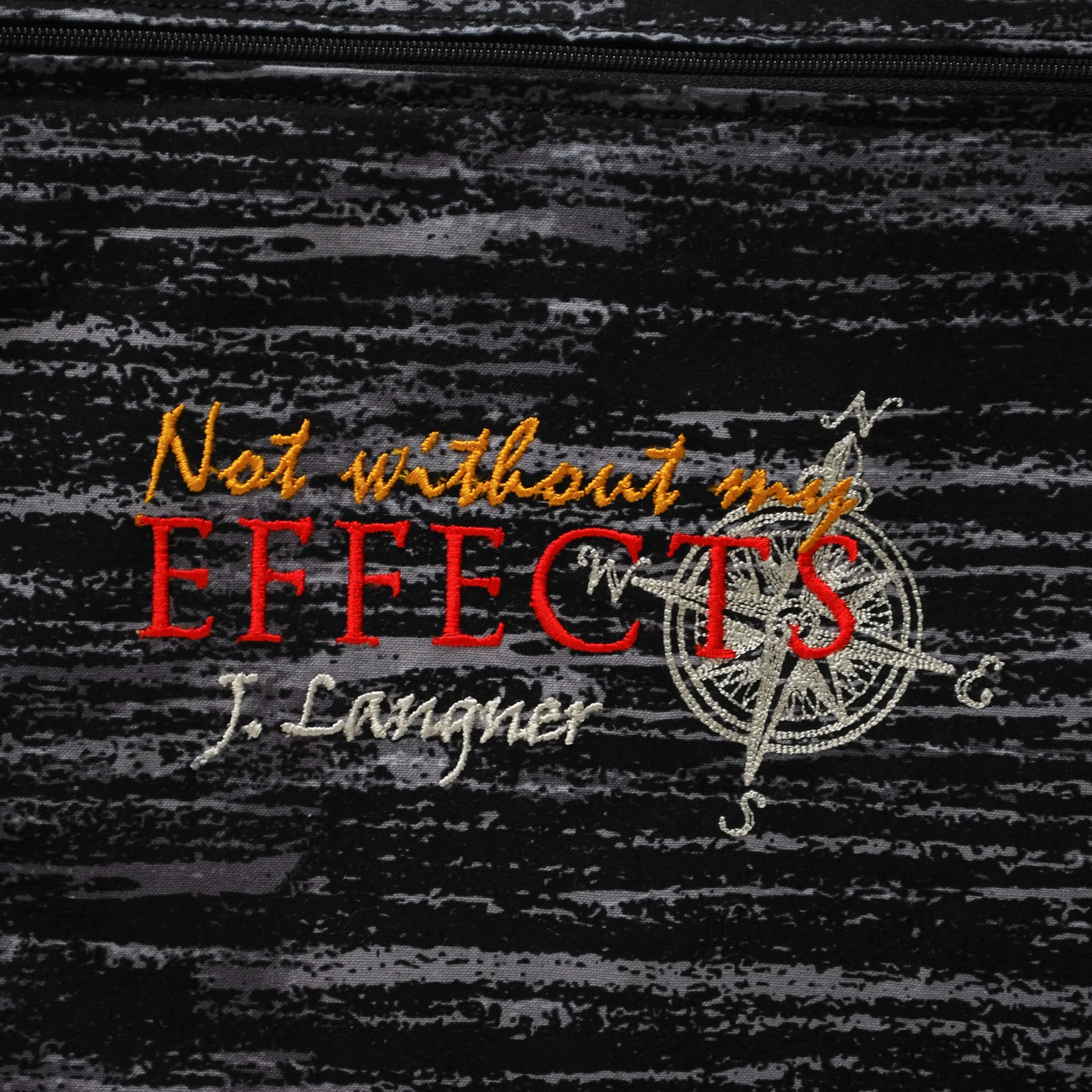 Black "Not without my Effects" Personalized Wet Bag