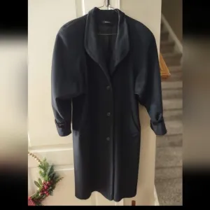 Black Wool Blend Dress Coat Made in USA