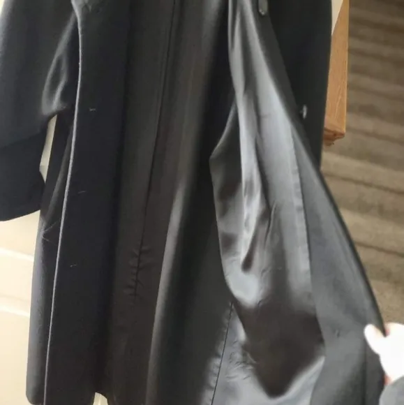Black Wool Blend Dress Coat Made in USA