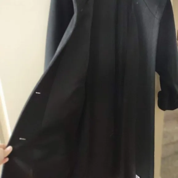 Black Wool Blend Dress Coat Made in USA