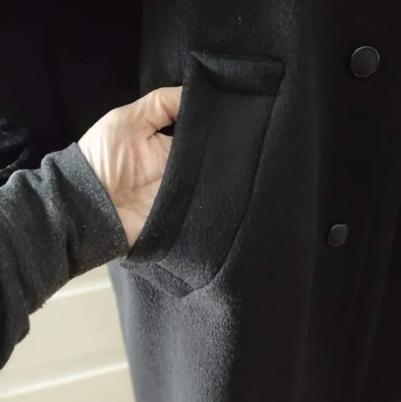 Black Wool Blend Dress Coat Made in USA