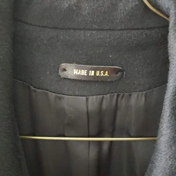 Black Wool Blend Dress Coat Made in USA