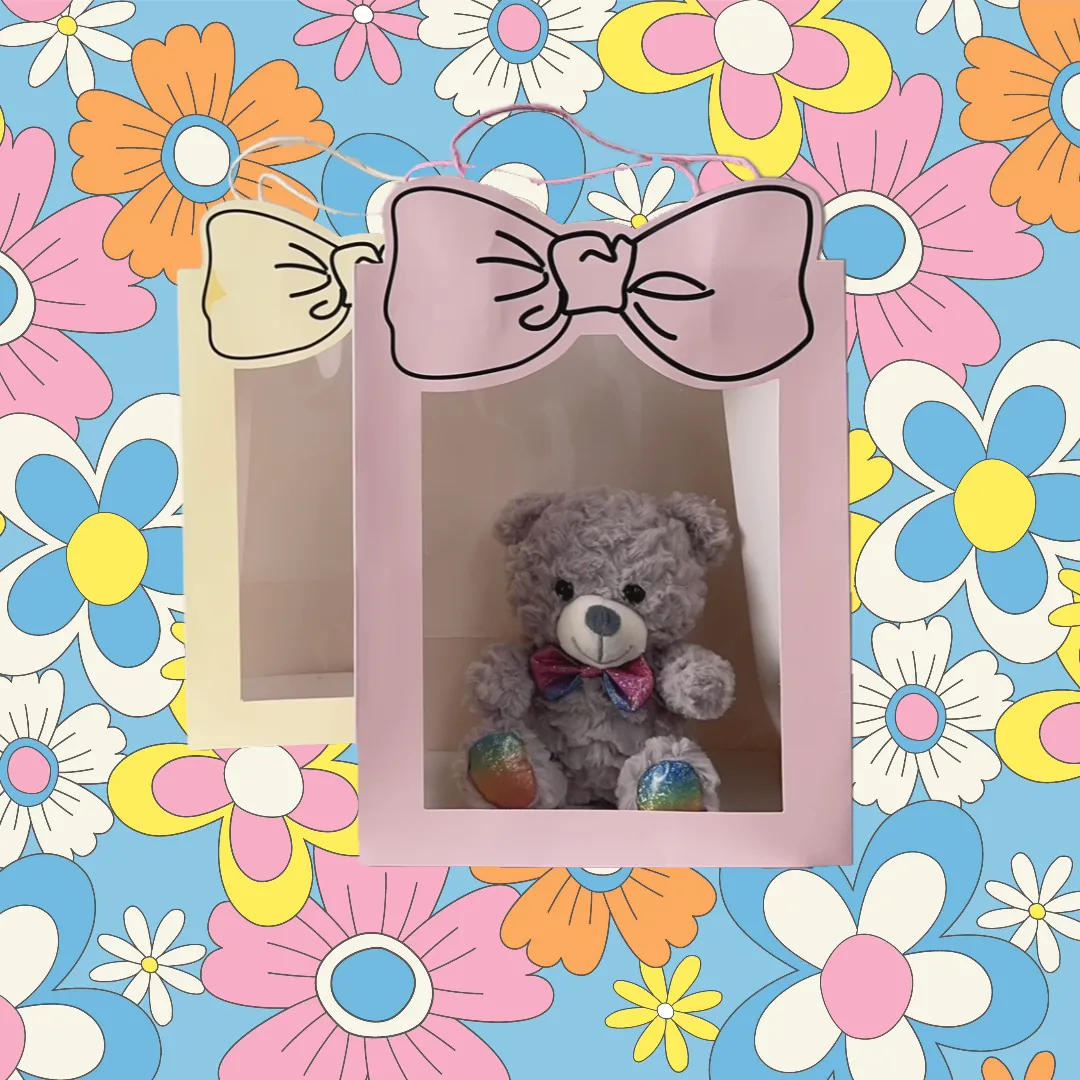 Bow-shaped Clear Window Gift Bag Pack 10 (55x40x45cm)