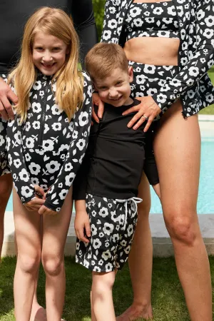 Boys Swim Shorts DAISY SILHOUETTE BLACK