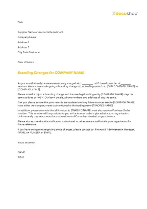 Branding Name Change Letter to Clients Template
