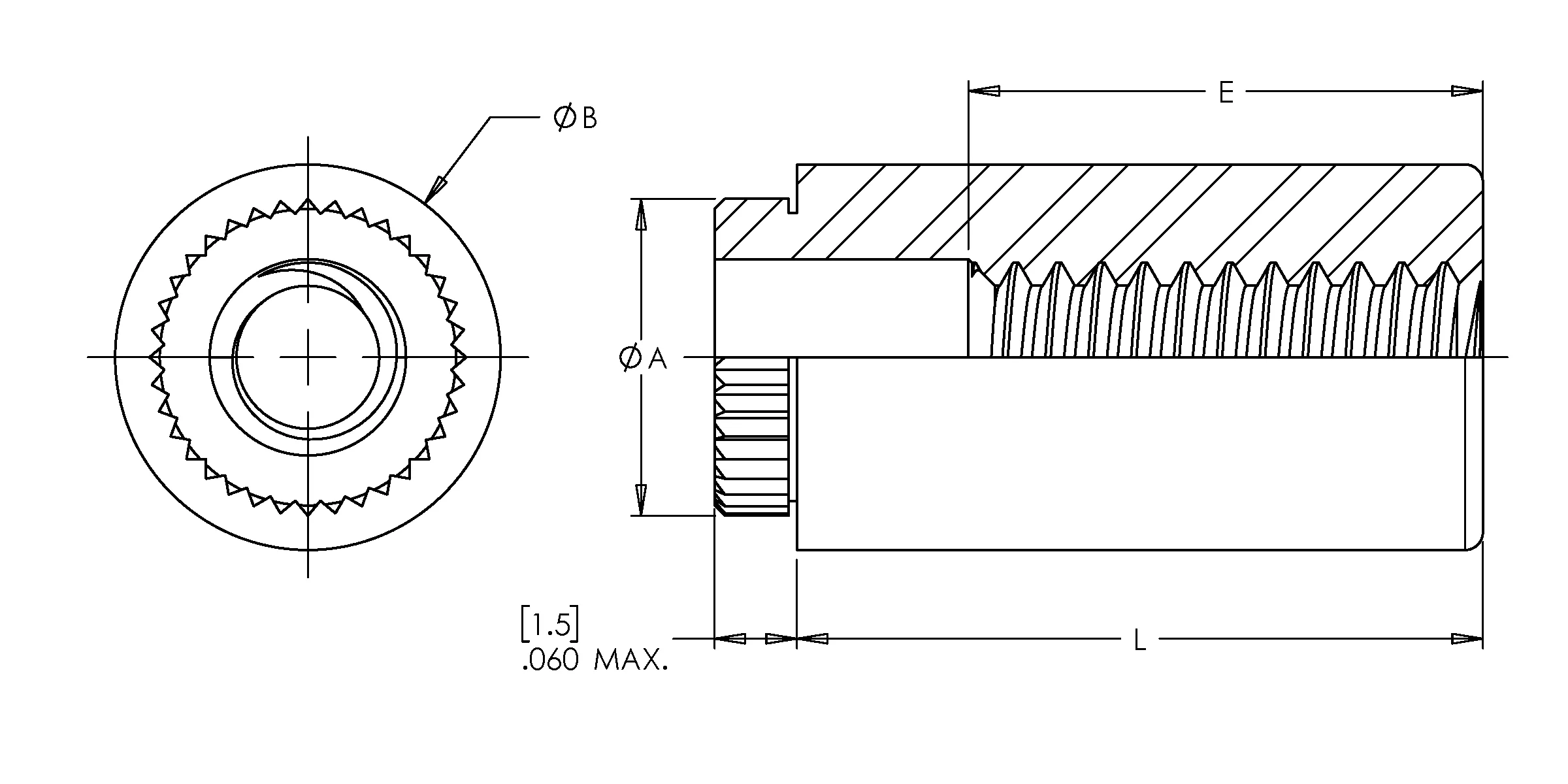 Broaching Standoff, 300 Series Stainless Steel, Passivated, Metric, M3x0.5 x16, 100 Pack