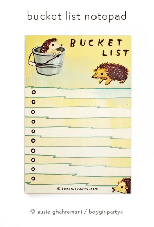 Bucket List — Hedgehog List Notepad — To Do List Pad