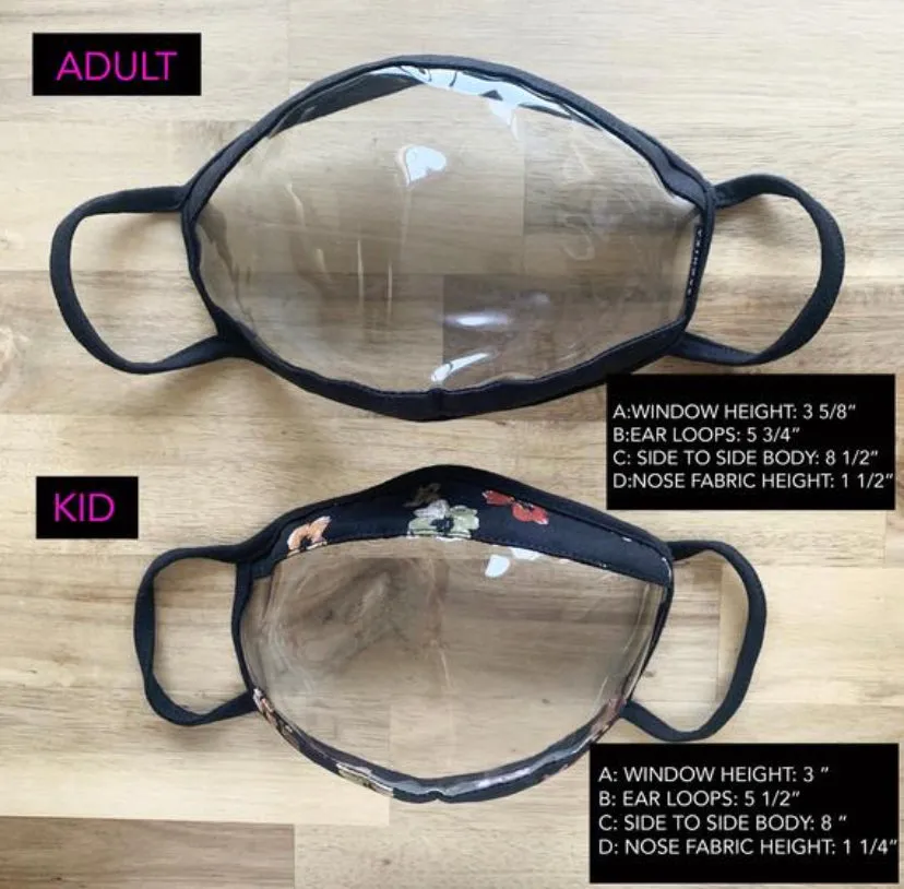 Bundle of 3 clear window clear face masks, great for gift for your loved ones, unisex smile masks