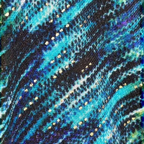 Cache Blue Zig Zag Print Faux Wrap Dress Sz M