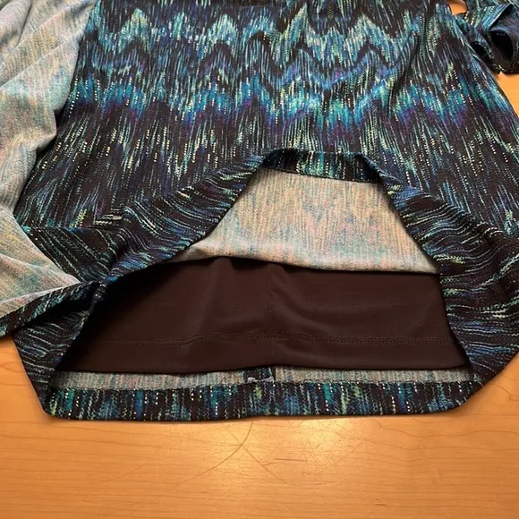 Cache Blue Zig Zag Print Faux Wrap Dress Sz M