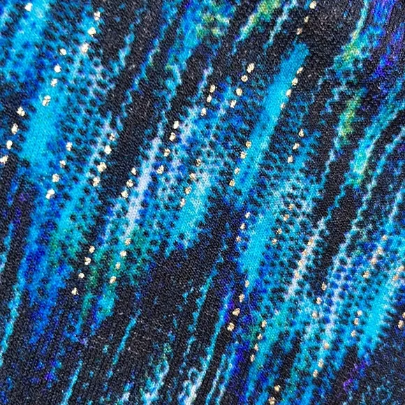 Cache Blue Zig Zag Print Faux Wrap Dress Sz M