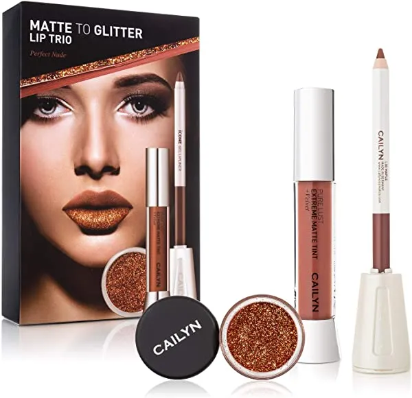 CAILYN Matt To Glitter Lip Trio, Perfect Nude
