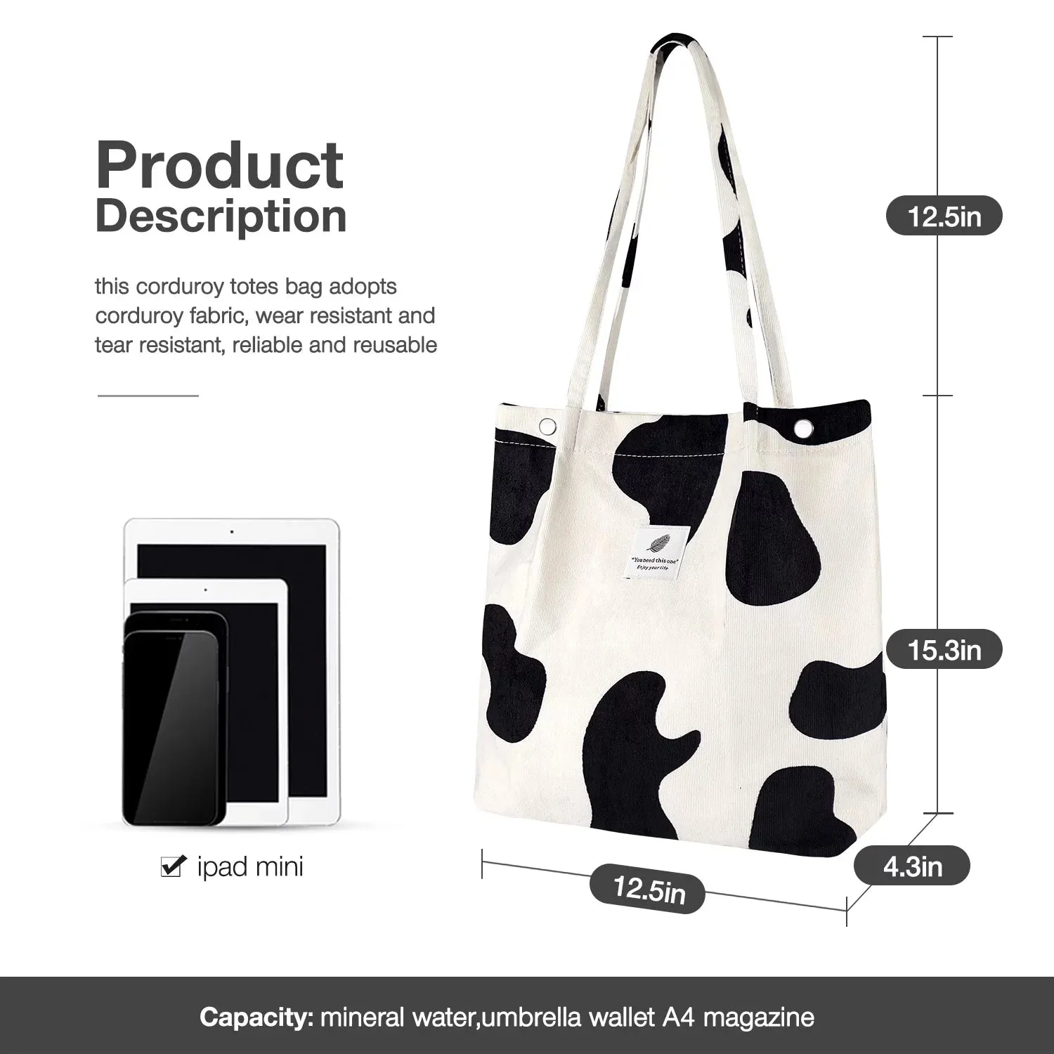 Canvas Corduroy Shoulder Exclusive access Purse Women’S Advanced technology Tote Cow