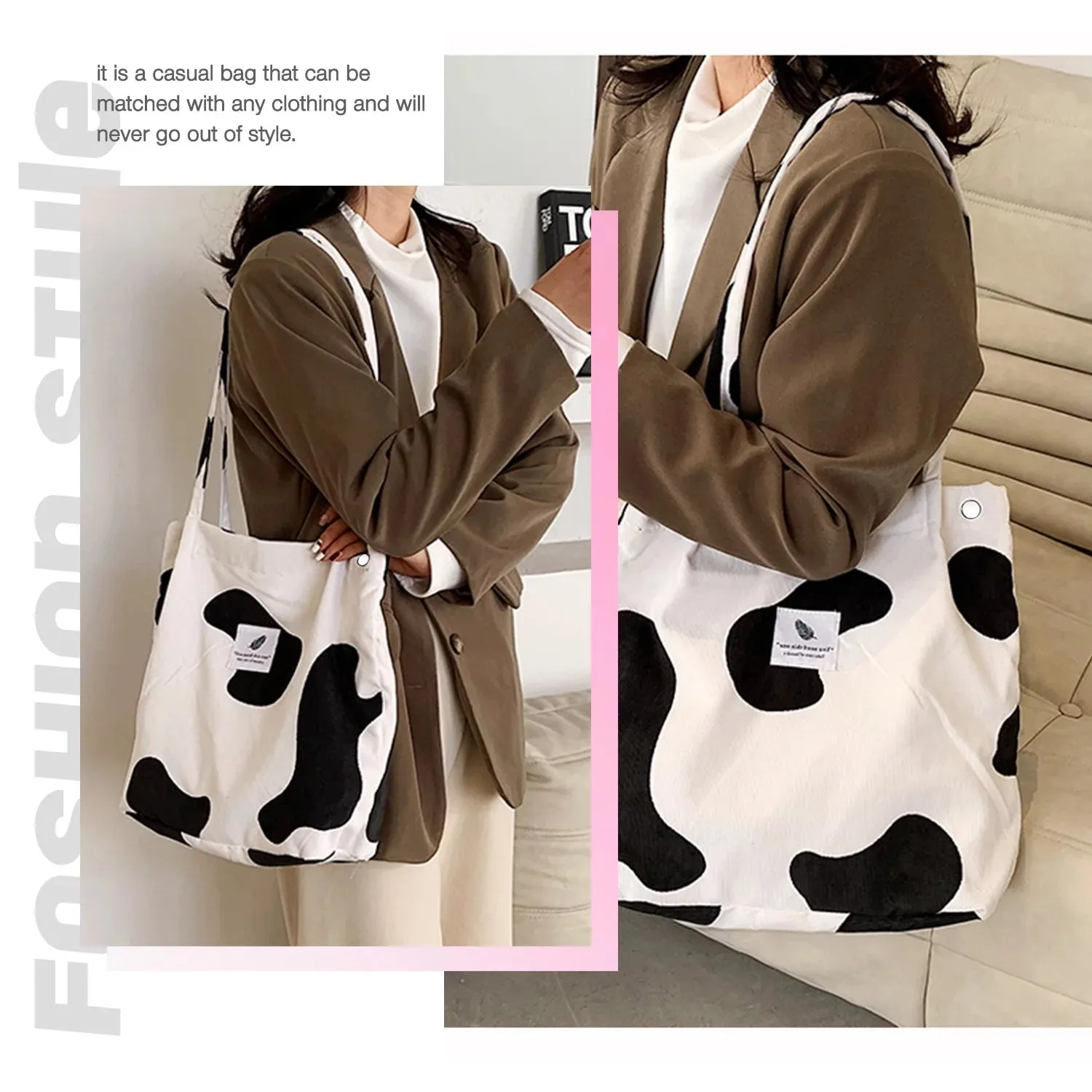 Canvas Corduroy Shoulder Exclusive access Purse Women’S Advanced technology Tote Cow