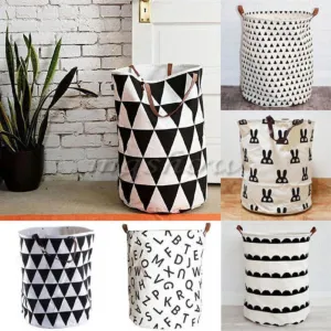 Canvas Decorative Storage Baskets Bins Kids Toy Clothing Organizer Laundry Bags