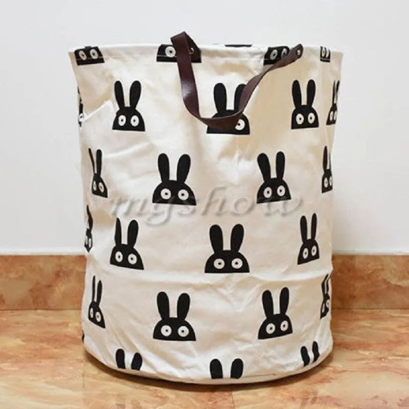 Canvas Decorative Storage Baskets Bins Kids Toy Clothing Organizer Laundry Bags