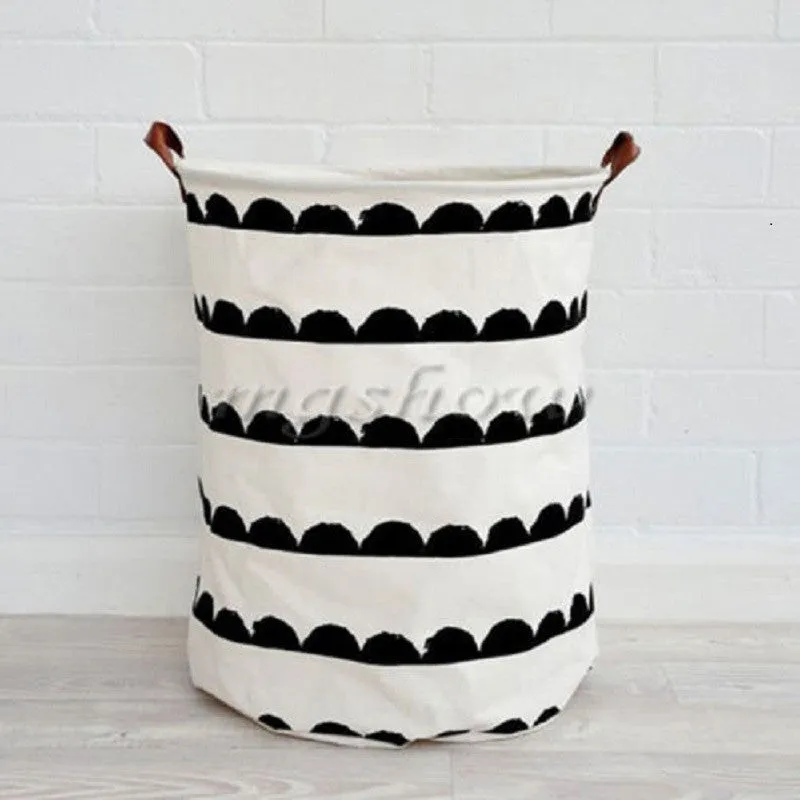 Canvas Decorative Storage Baskets Bins Kids Toy Clothing Organizer Laundry Bags