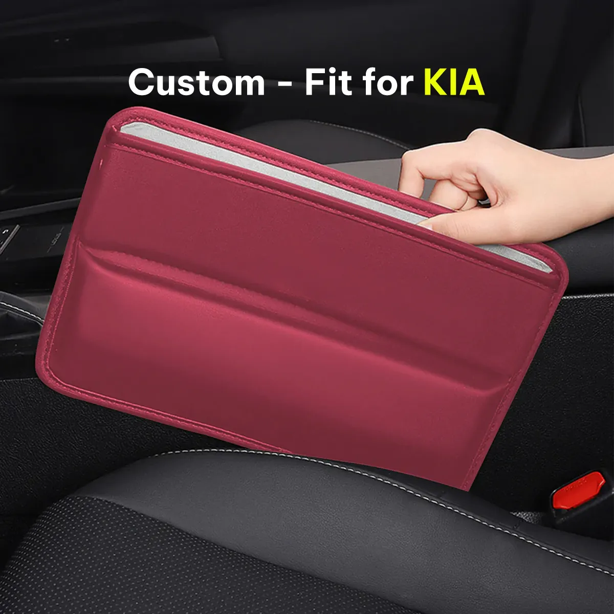 Car Seat Gap Filler Organizer, Custom-Fit For Car, Multifunctional PU Leather Console Side Pocket Organizer for Cellphones, Cards, Wallets, Keys WAUE226