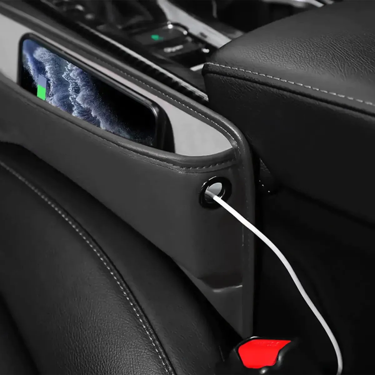 Car Seat Gap Filler Organizer, Custom-Fit For Car, Multifunctional PU Leather Console Side Pocket Organizer for Cellphones, Cards, Wallets, Keys WAUE226