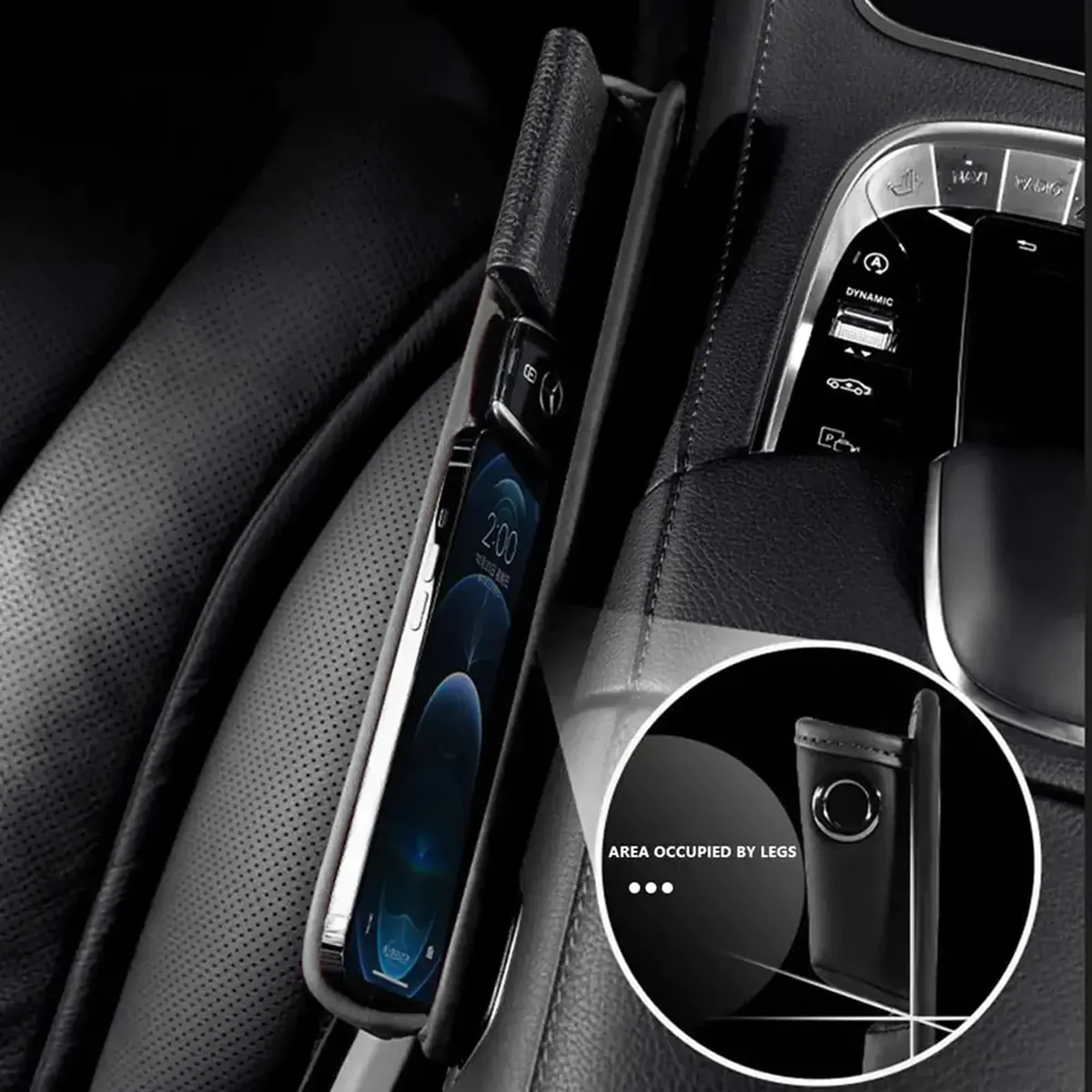 Car Seat Gap Filler Organizer, Custom-Fit For Car, Multifunctional PU Leather Console Side Pocket Organizer for Cellphones, Cards, Wallets, Keys WAUE226