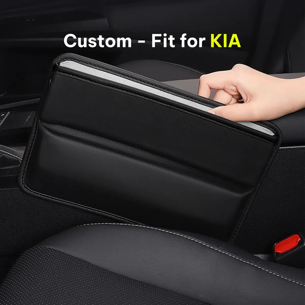 Car Seat Gap Filler Organizer, Custom-Fit For Car, Multifunctional PU Leather Console Side Pocket Organizer for Cellphones, Cards, Wallets, Keys WAUE226