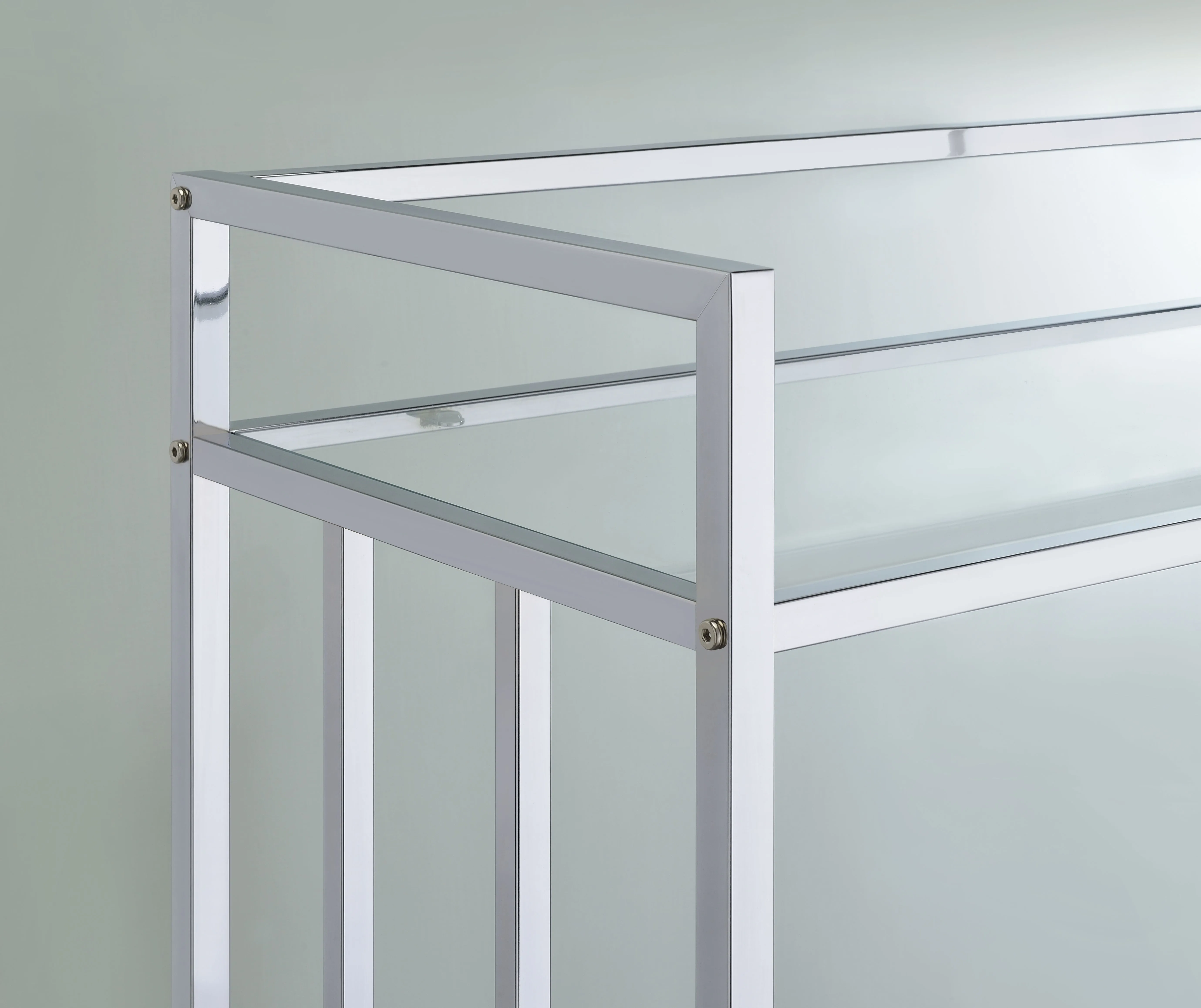 Cara 2-tier Rectangular Glass Shelf Metal Bar Cart Chrome