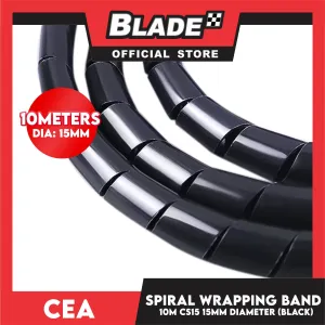 Cea 10meters Spiral Wrapping Band 15mm Diameter (Black) CS15