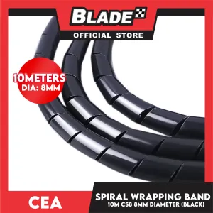Cea 10meters Spiral Wrapping Band 8mm Diameter (Black) CS8