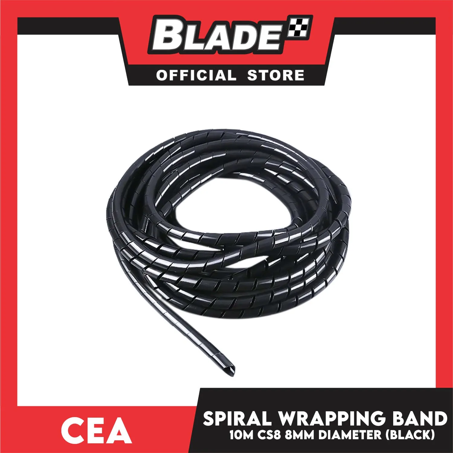 Cea 10meters Spiral Wrapping Band 8mm Diameter (Black) CS8