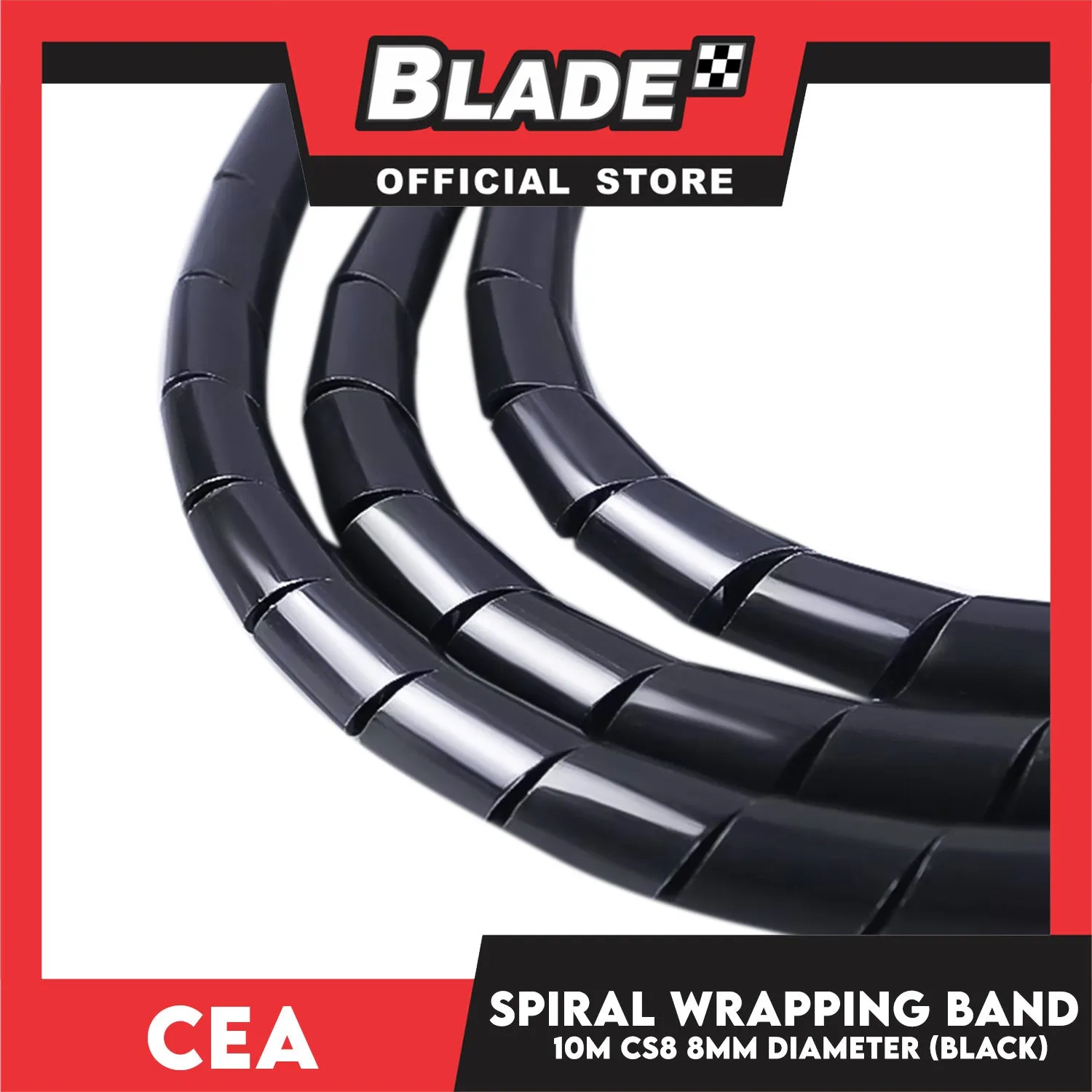 Cea 10meters Spiral Wrapping Band 8mm Diameter (Black) CS8