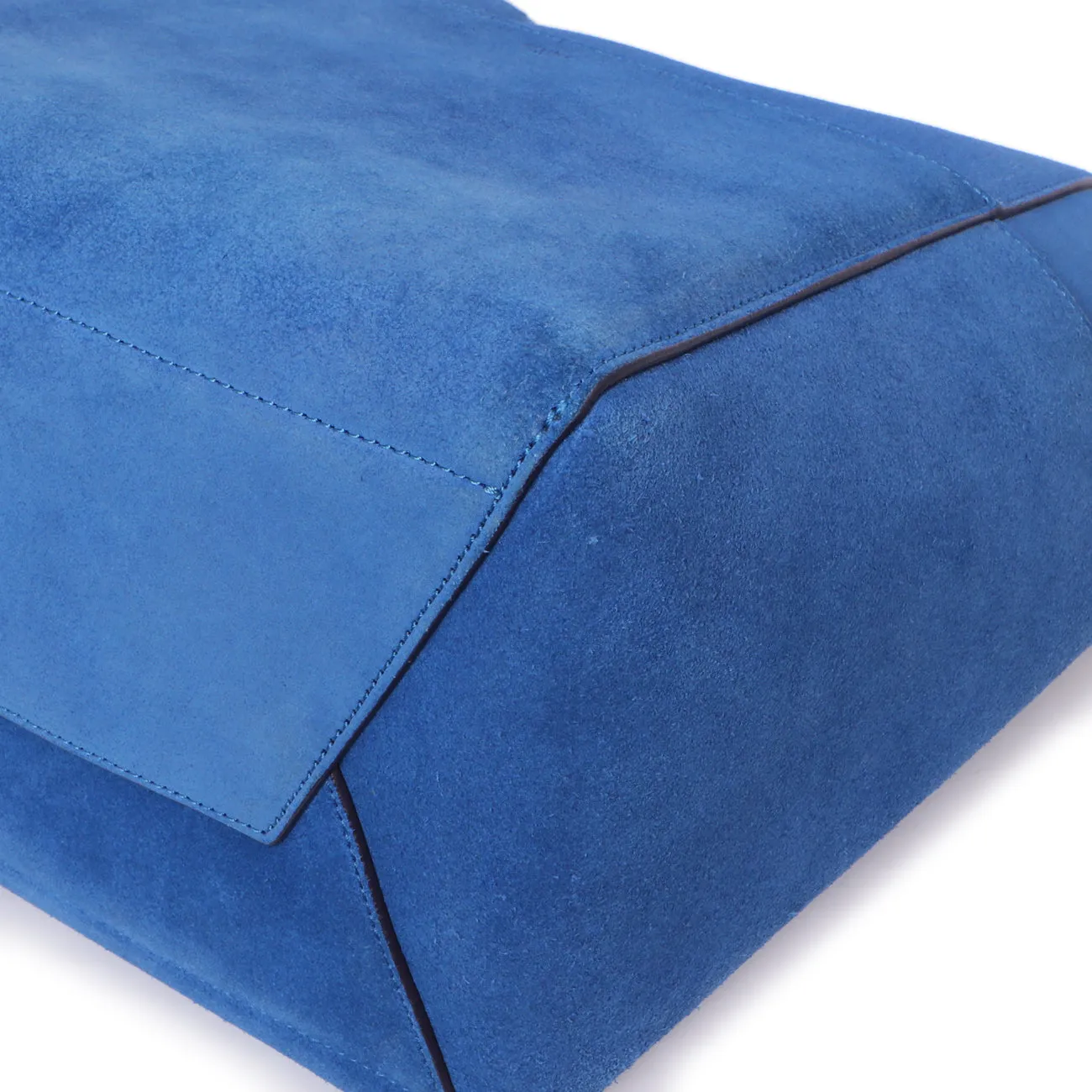 Celine Blue Suede Sangle Bucket Bag