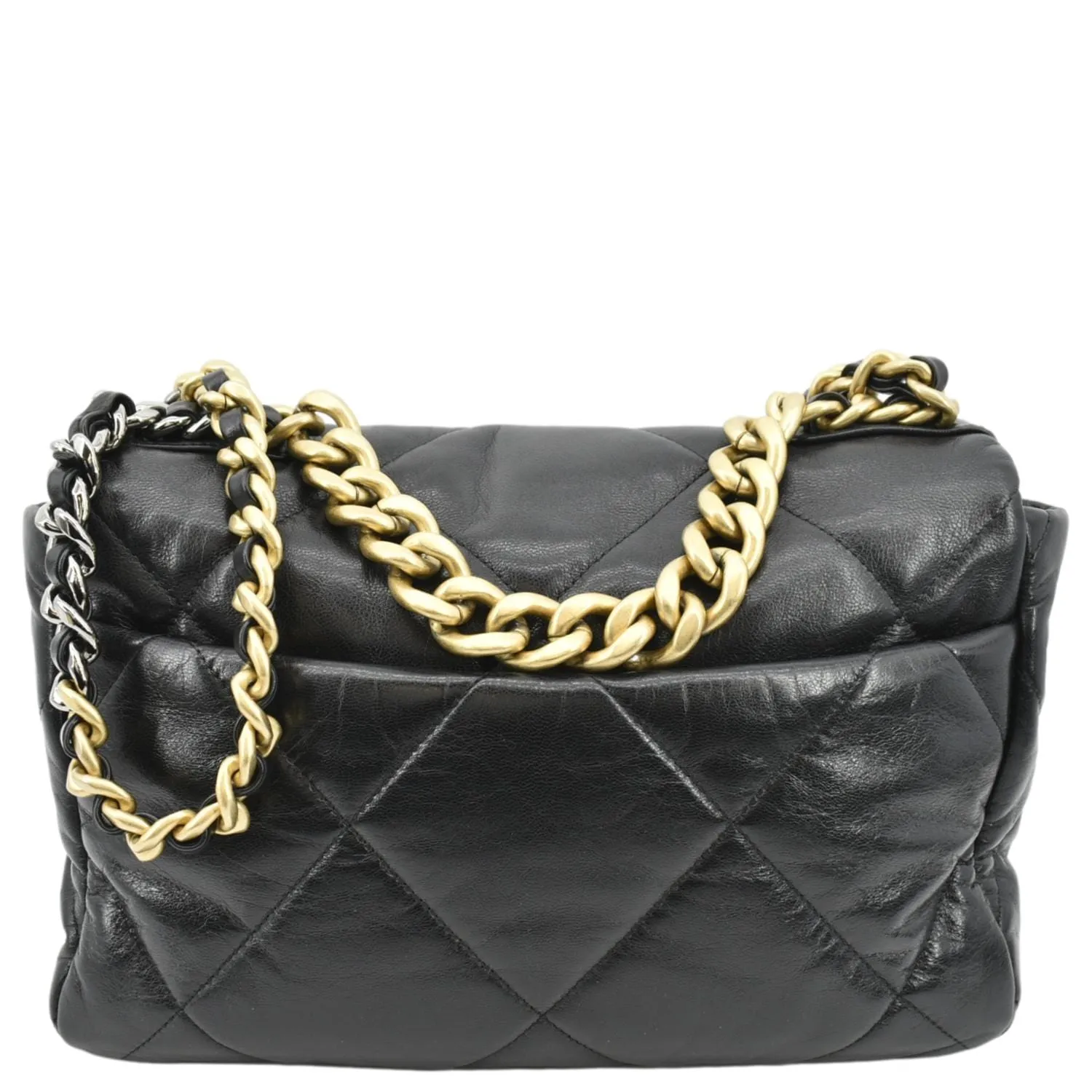 CHANEL 19 Medium Quilted Lambskin Leather Flap Shoulder Bag Black