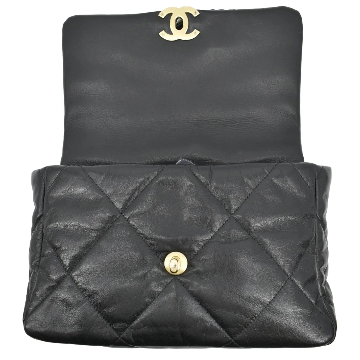 CHANEL 19 Medium Quilted Lambskin Leather Flap Shoulder Bag Black
