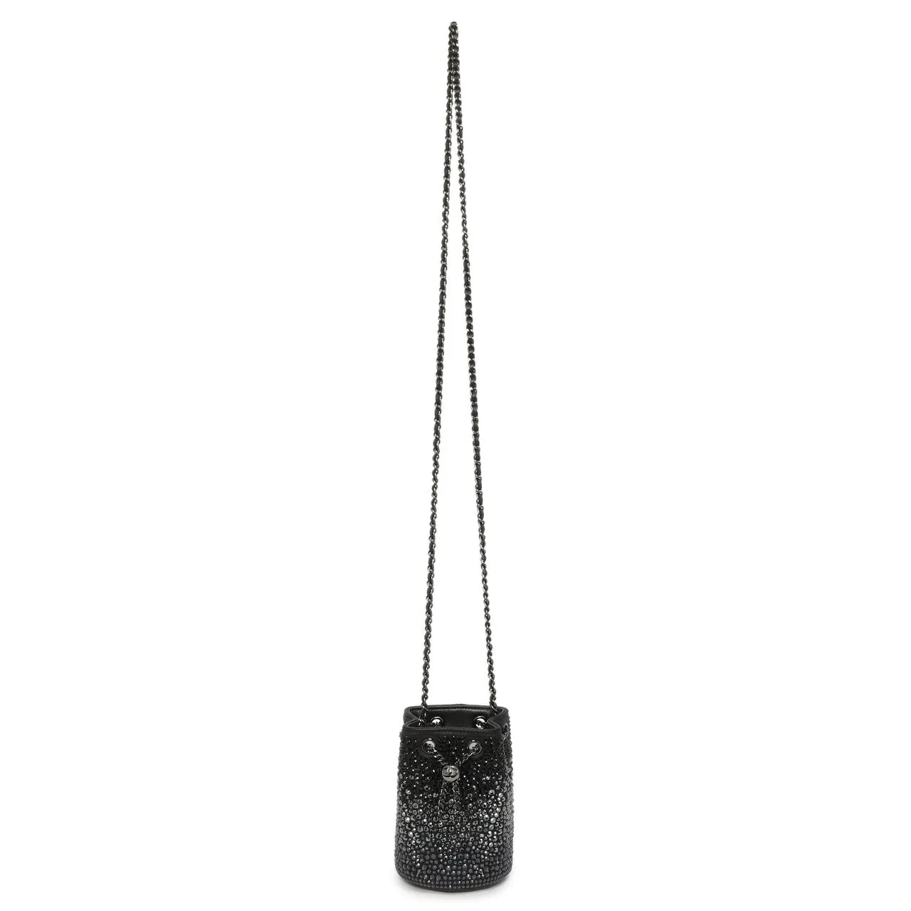 Chanel Black Lambskin Strass Mini Bucket Bag