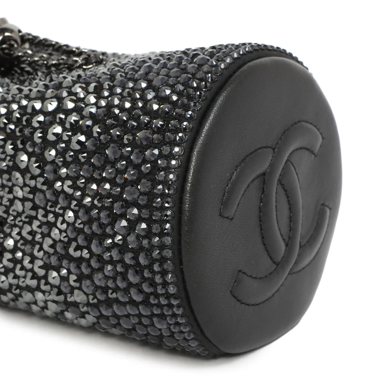 Chanel Black Lambskin Strass Mini Bucket Bag