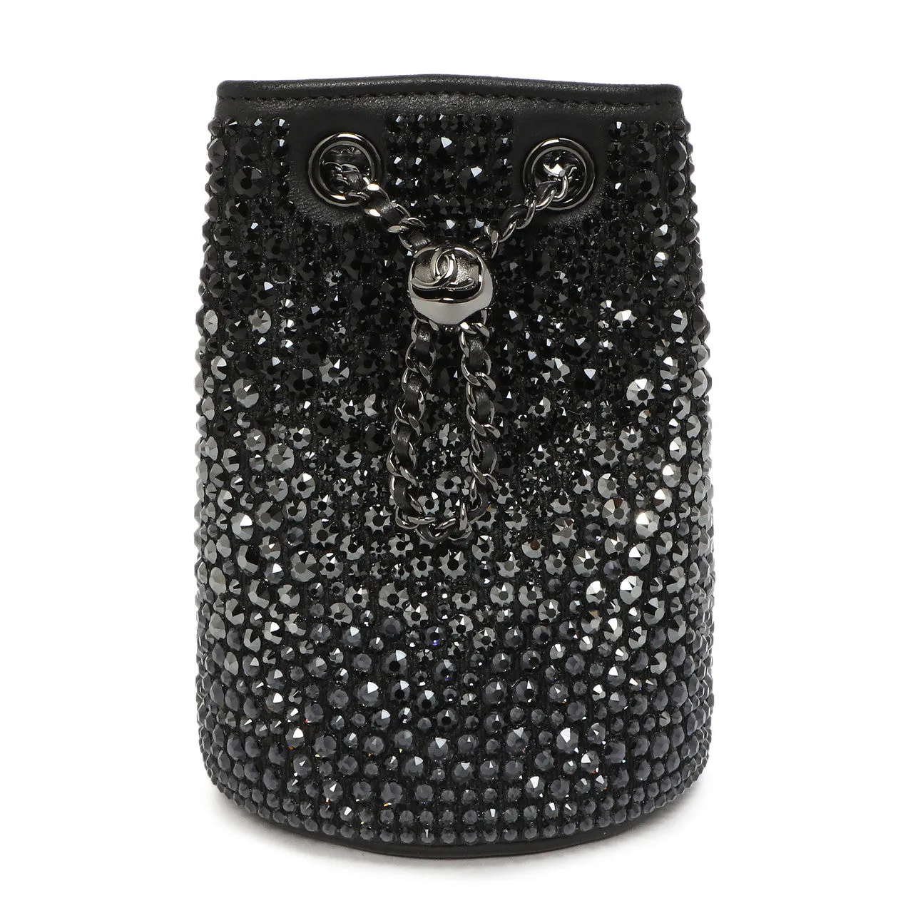Chanel Black Lambskin Strass Mini Bucket Bag