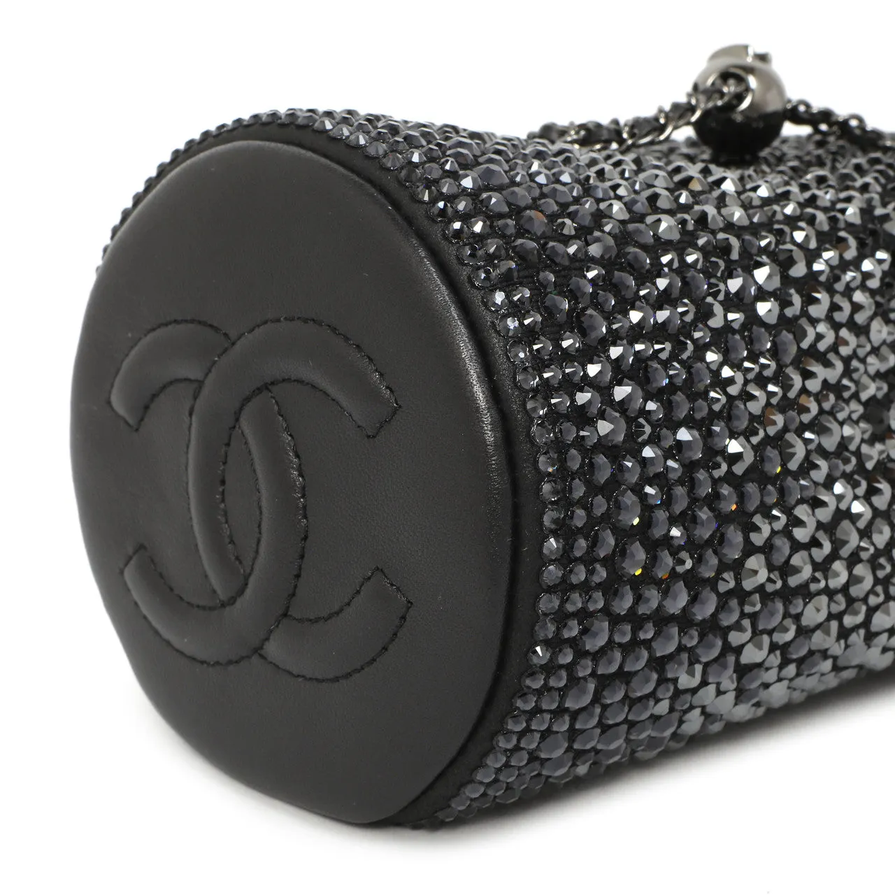 Chanel Black Lambskin Strass Mini Bucket Bag