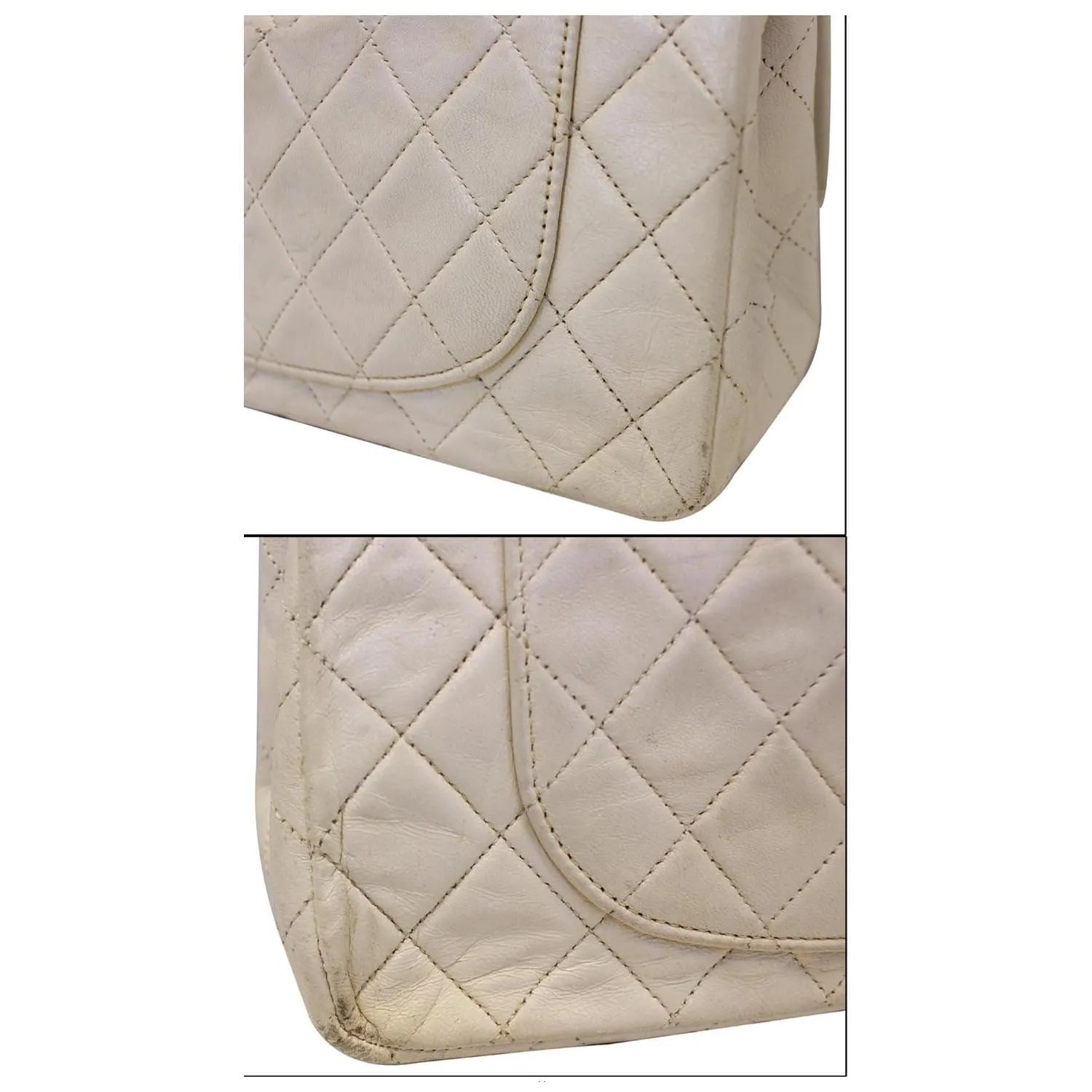 Chanel Classic Medium Double Flap Shoulder Bag Ivory