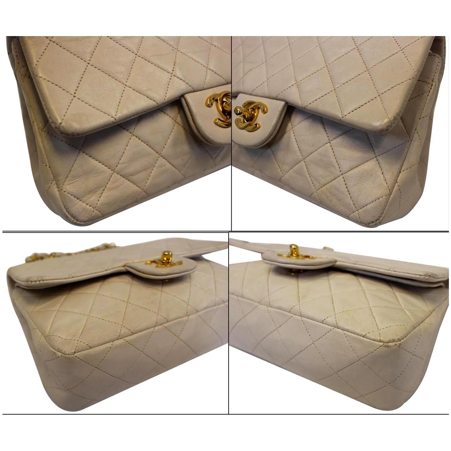 Chanel Classic Medium Double Flap Shoulder Bag Ivory