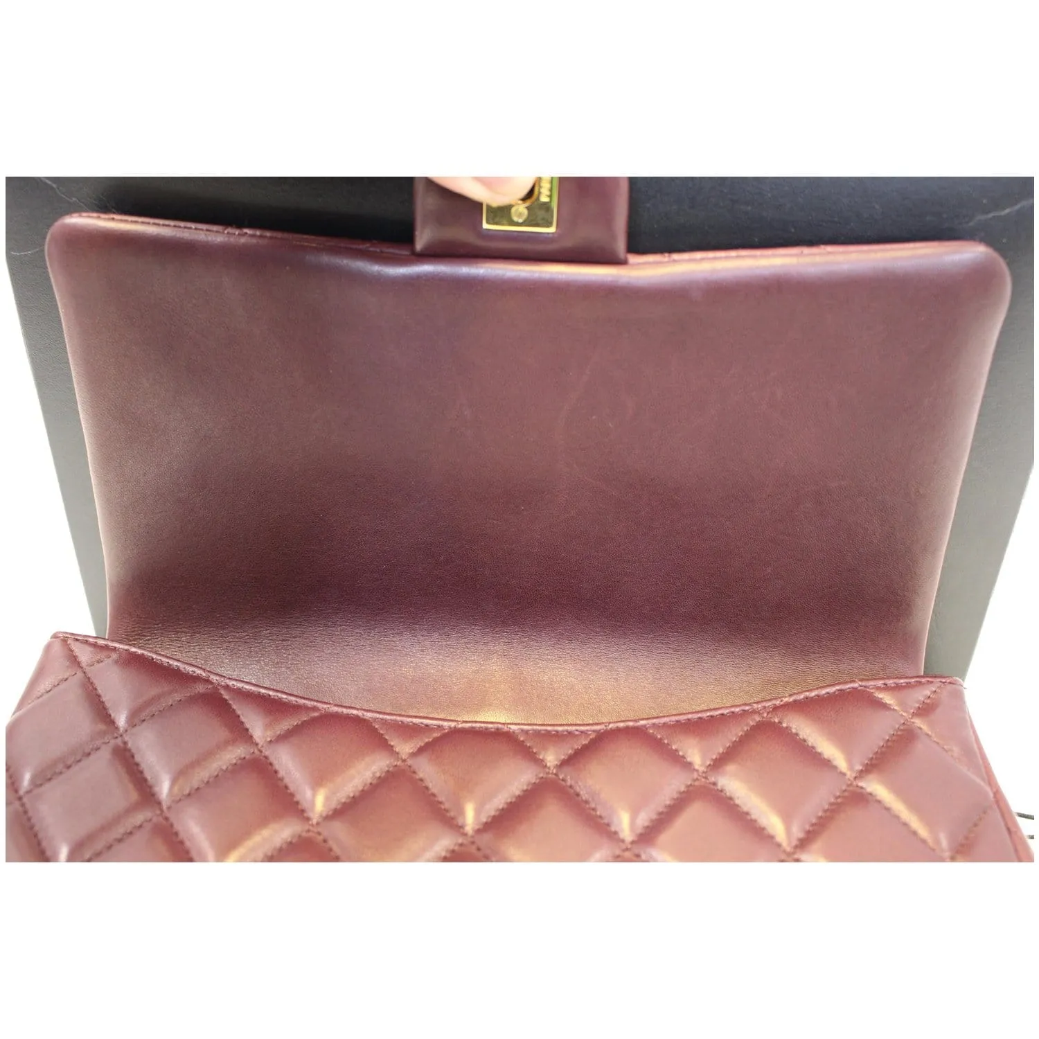 Chanel Clutch With Chain Quilted Flap Lambskin Shoulder Bag Burgundy