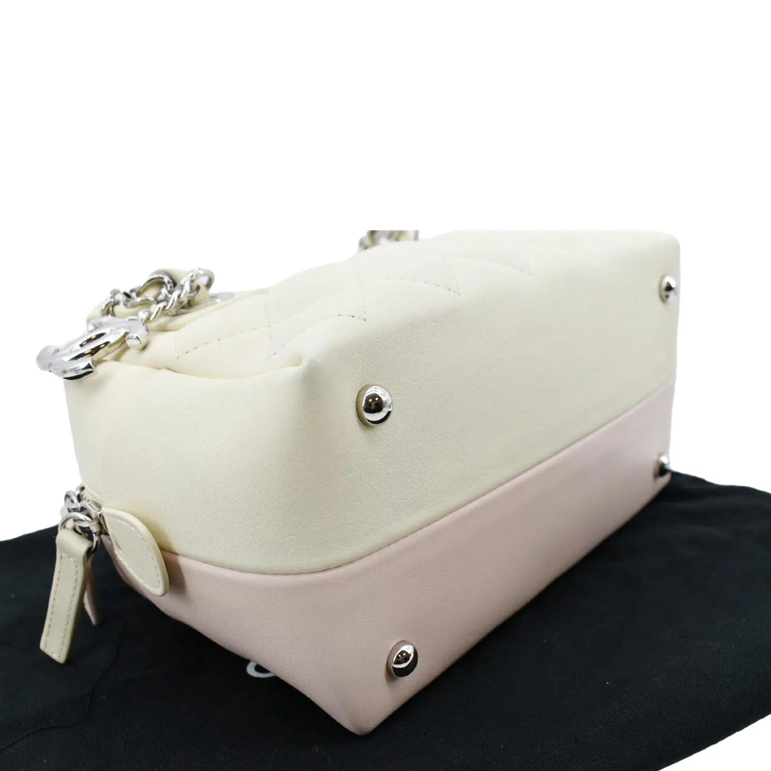 CHANEL Feather Weight Quilted Calfskin Bowling Bag Ivory