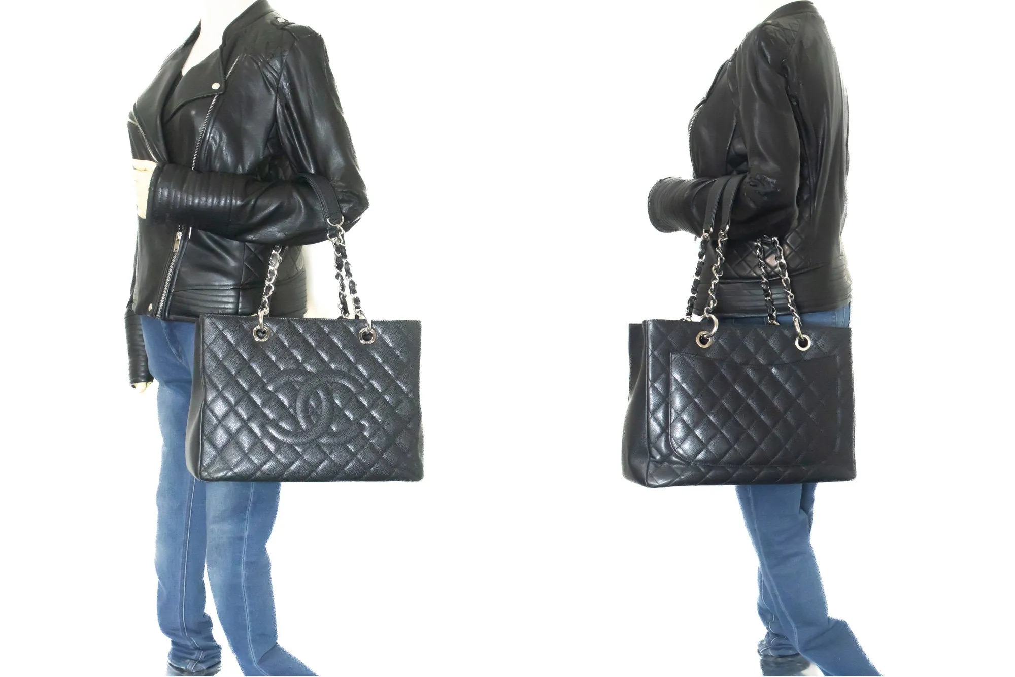 CHANEL Grained Calfskin GST 13" Grand Shopping Tote Chain Shoulder p30