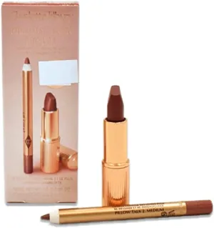 Charlotte Tilbury Mini Pillow Talk Duo Lip Kit Pillow Talk Medium - Travel Size Lip Makeup Set, Mini Lip Cheat Lip Liner and Mini Matte Revolution Lipstick, Long Lasting