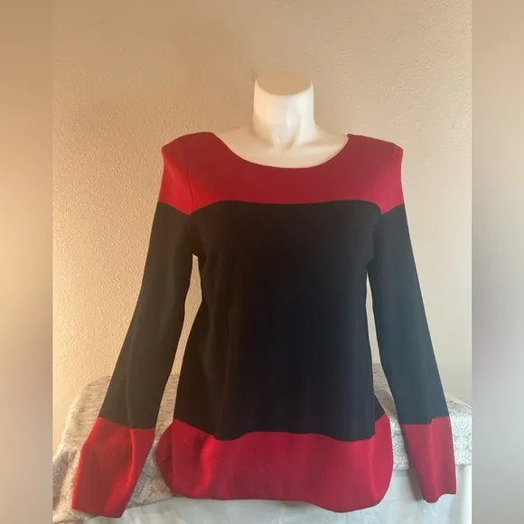 Charter Club~Lovely Rayon/Nylon Blend~Color Block~Knit Sweater~Boatneck~Size L