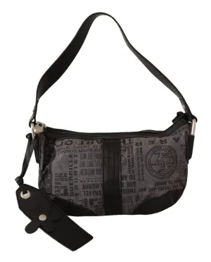 Chic Gray Fabric Shoulder Handbag