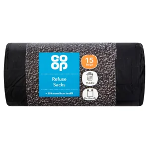 Co Op Refuse Sacks 15's 75L
